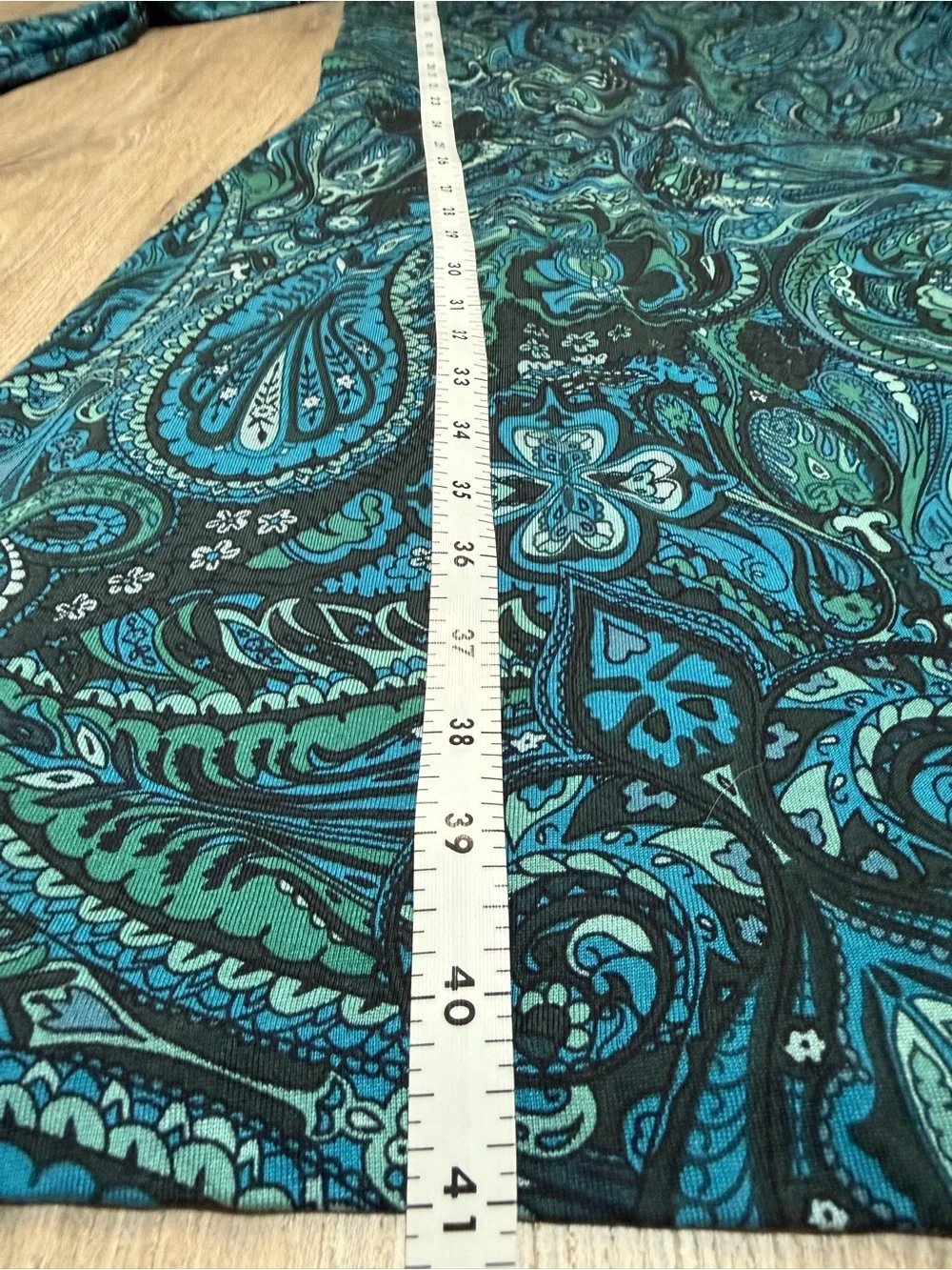 Banana Republic Paisley Shift Dress Teal Blue Long Sleeve Silk Cotton Medium